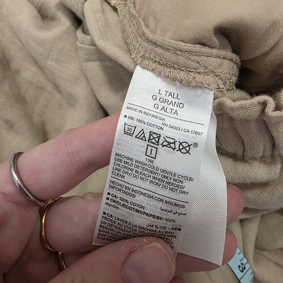 Old Navy Tan High Rise Wide Leg Gauzy Pull On Wide Leg Pants Size Large Tall - Picture 7 of 10